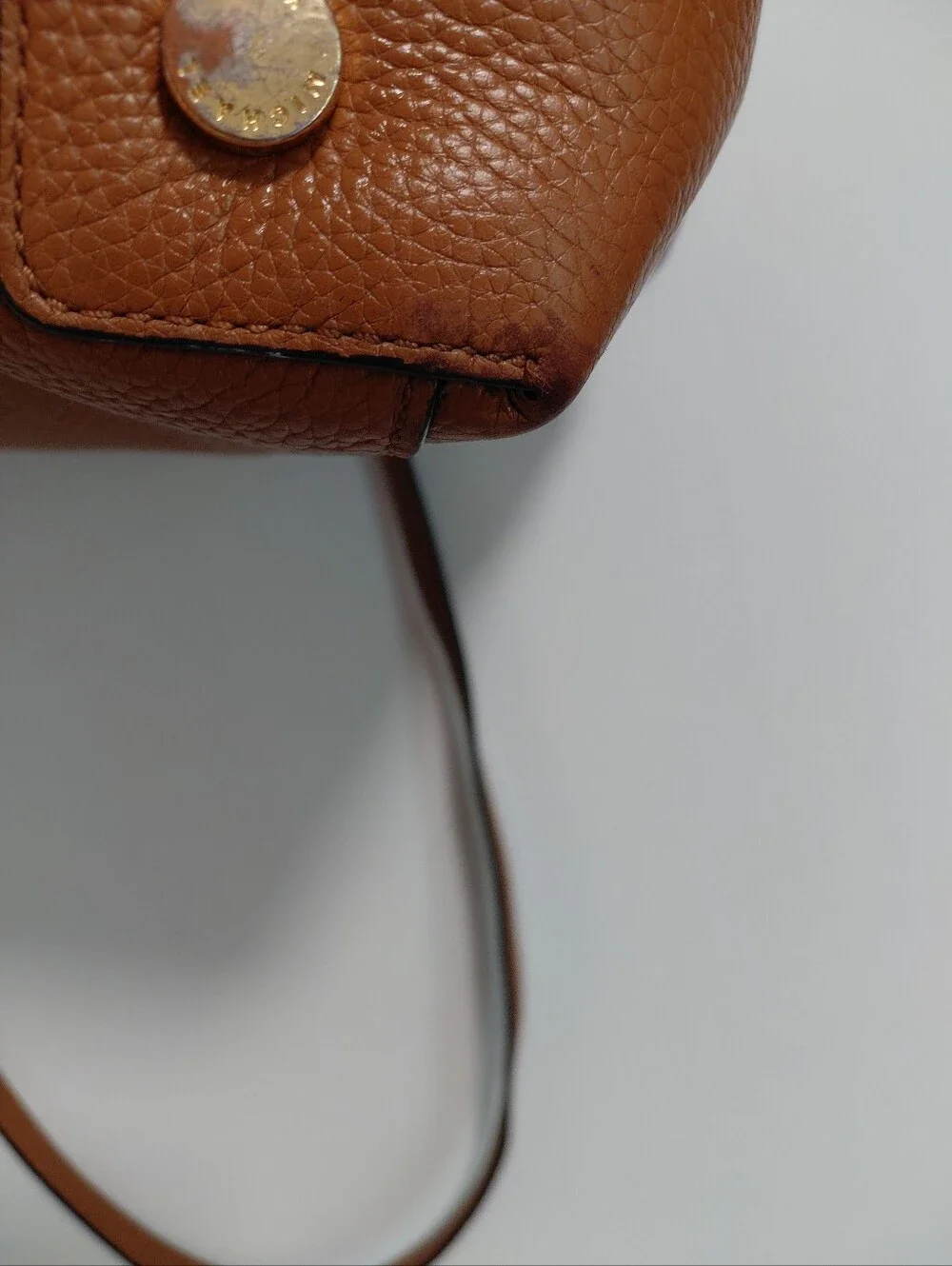 Michael Kors Caramel Brown Pebbled Leather Satchel Purse W/Removable Strap